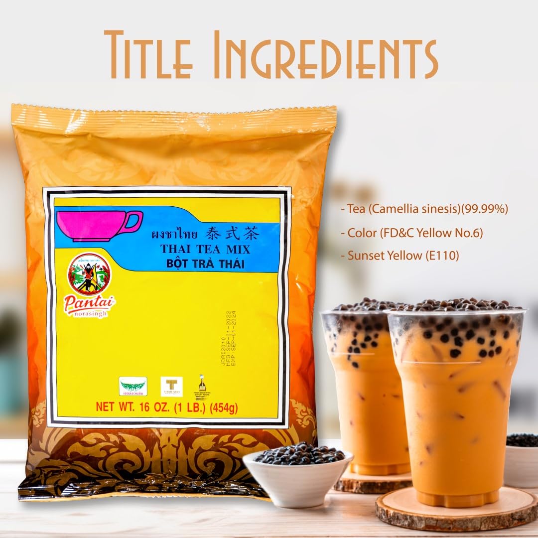 Pantai Thai Tea Mix - Authentic Restaurant-Quality Flavor For Homemade Premium Thai Iced Tea - 16 Ounces - Rich & Aromatic