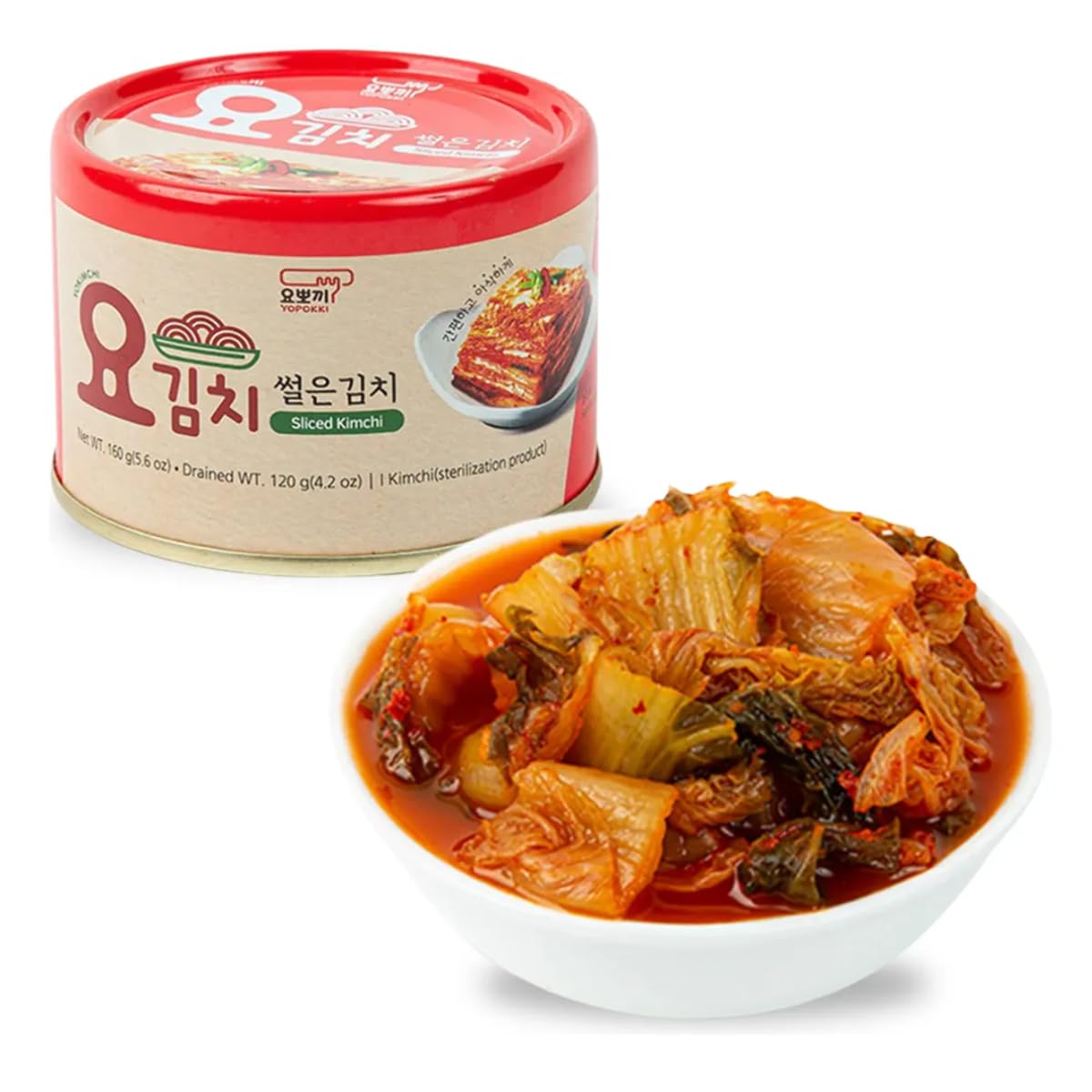 Yopokki Korean Canned Regular Kimchi, Napa Cabbage, Original Taste, 1EA (5.64 oz)