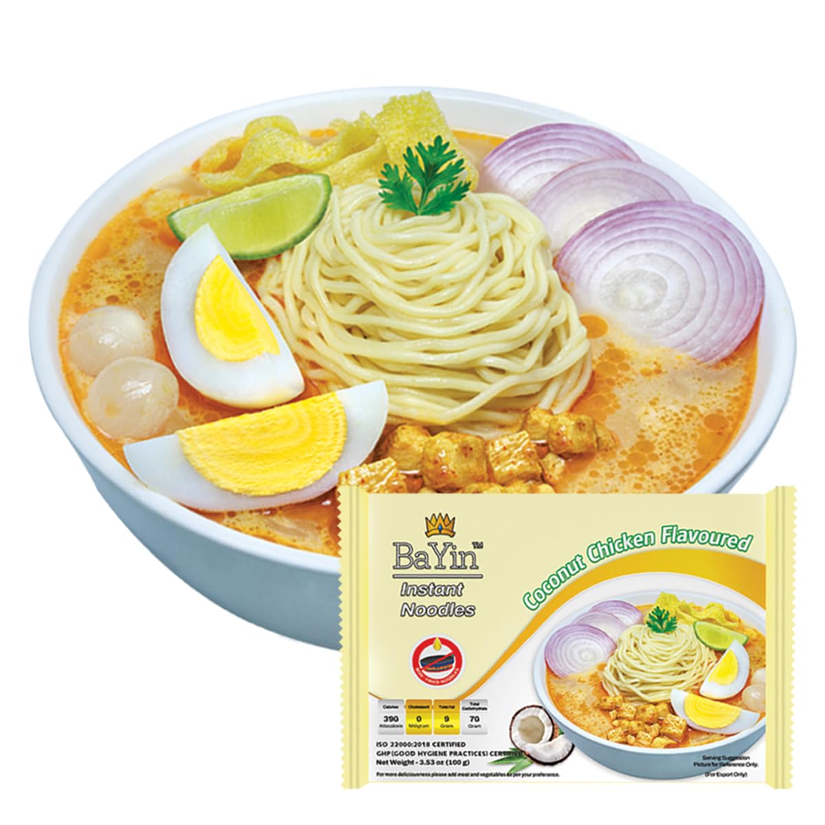 Bayin Burmese Coconut Noodle Soup, Myanmar Famous Noodle Soup (Ohn-No-Khao-Swe) 3.53oz (100g) x 5 (Pack of 5)