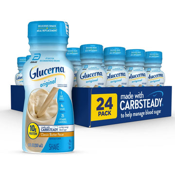 Glucerna Nutritional Shake, Diabetic Drink To Support Blood Sugar Management, 10G Protein, 180 Calories, Classic Butter Pecan, 8