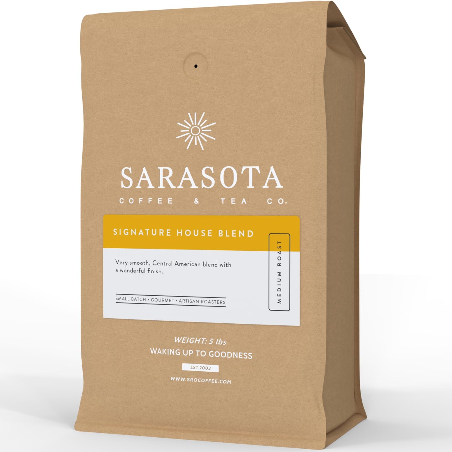 Sarasota Coffee Whole Bean Signature House Breakfast Blend | Medium Roast Gourmet Coffee Beans | Low Acid, Mold Free, Specialty 