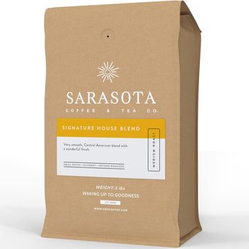 Sarasota Coffee Whole Bean Signature House Breakfast Blend | Medium Roast Gourmet Coffee Beans | Low Acid, Mold Free, Specialty 