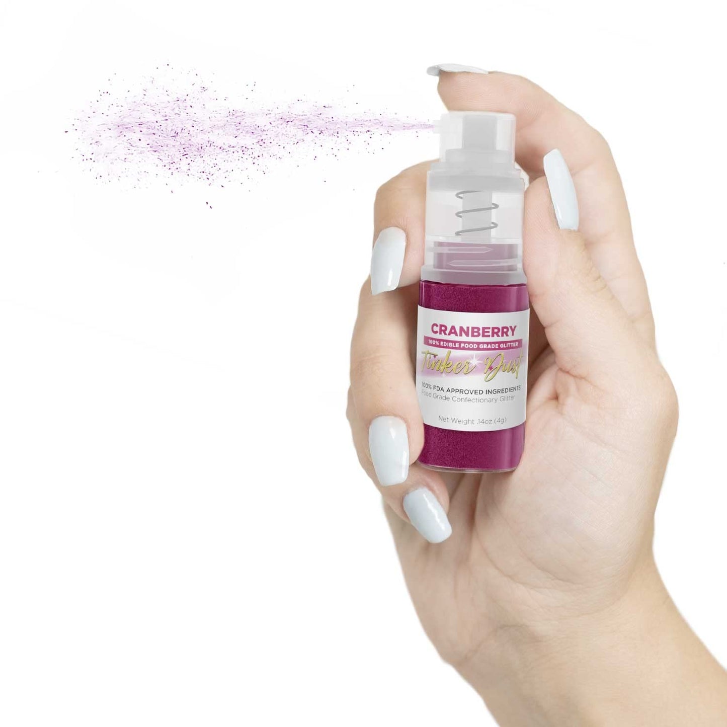 Tinker Dust - Cranberry (4G 1X Mini Pump) Edible Glitter For Desserts, Beverages, Cupcakes, Cake Pops And Cookies By Bakell