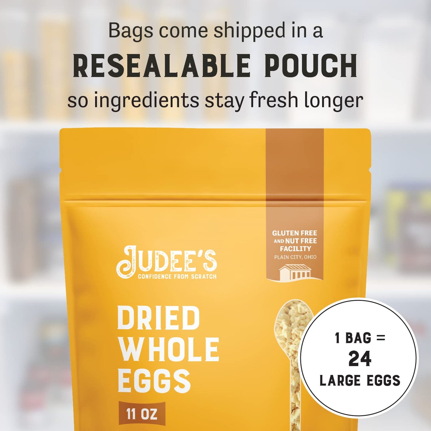 Judees Dried Whole Egg Powder 11 Oz - Baking Supplies - Delicious And 100% Gluten-Free - Great For Breakfast, Baking, And Campin