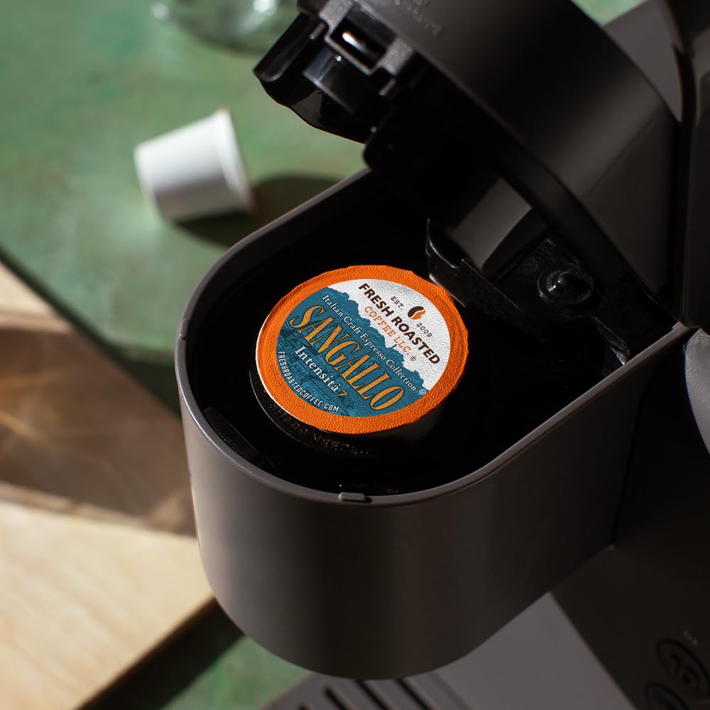 Fresh Roasted Coffee Dark Roast Pods, Sangallo Italian Blend, 24 Count for K Cup malt-inspired