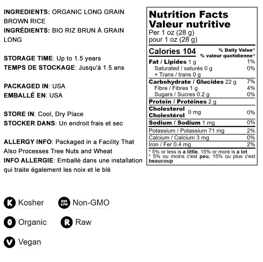 Food To Live Organic Long Grain Brown Rice, 1 Pound - Non-Gmo, Whole Grain, Raw, Non-Irradiated, Kosher, Vegan, Bulk. Chewy Text