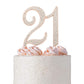 Crystal Creations 21 Cake Topper - Premium Rose Gold Metal, Rhinestone Decoration, 1 Count, Pink, Model 21 Rose