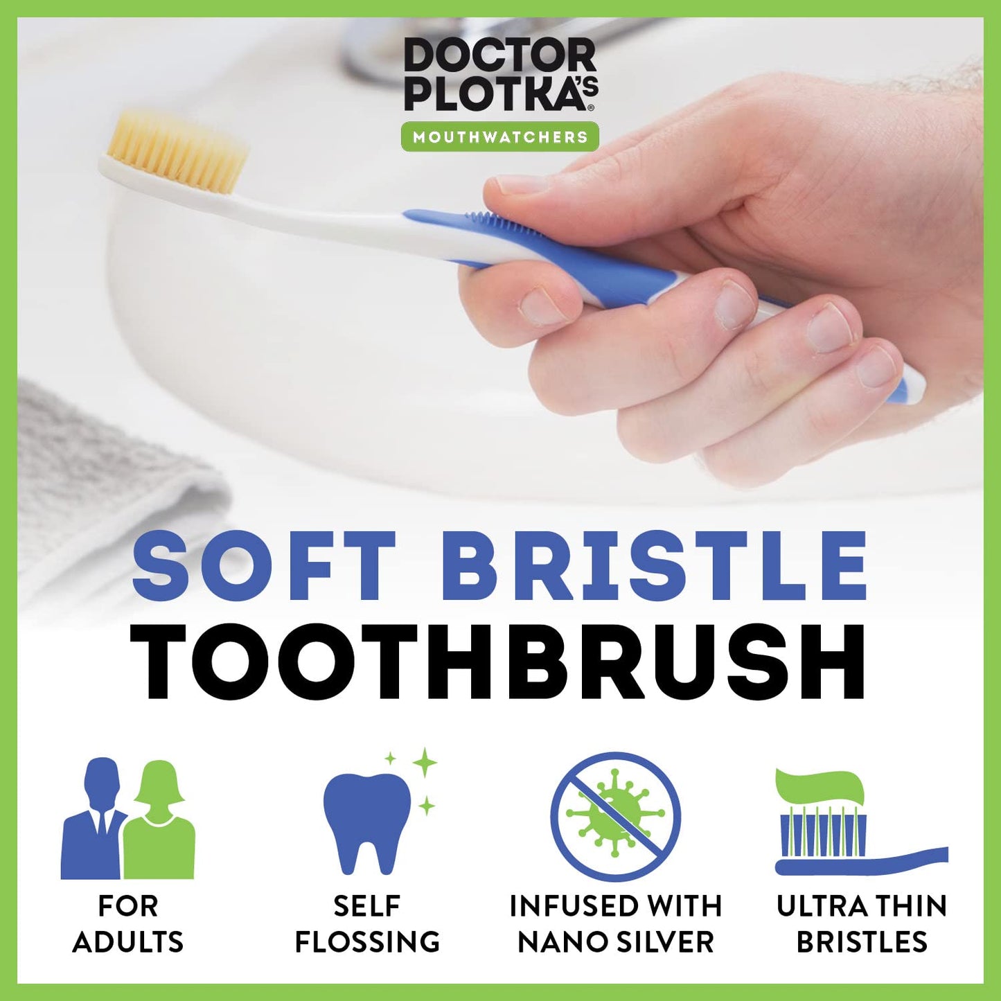 Mouthwatchers Dr Plotkas Extra Soft Bristle Flossing Toothbrush Manual Soft Toothbrush For Adults  Ultra Clean Nano Toothbrush