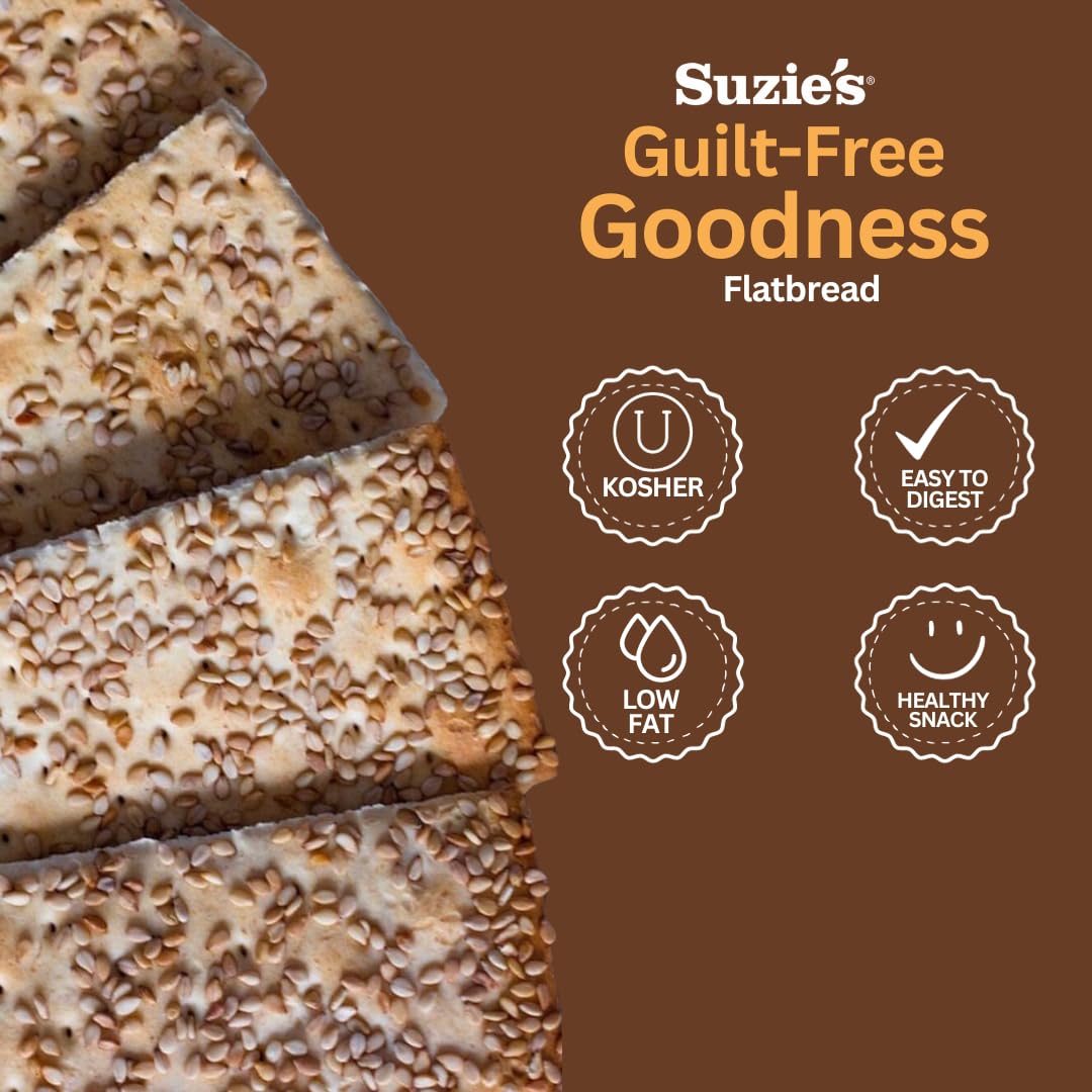 Suzies Spelt Multi-seed Flatbread Crackers| Pack of 12 | Low-Fat & Vegan, Kosher, Whoelgrain | Healthy Snack Option | 4.6 oz ea