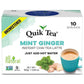 QuikTea Mint (Pudina) Ginger Chai Tea Latte - 10 Count Single Box - All Natural & Preservative Free Authentic Instant Chai Tea -