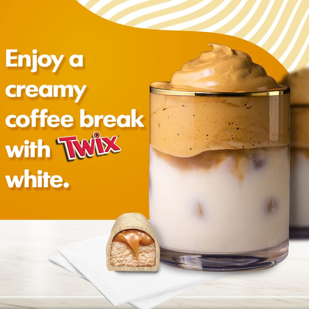 TWIX Singles Size White Chocolate Caramel Cookie Bar Candy 1.62-Ounce Bars 20-Count Box