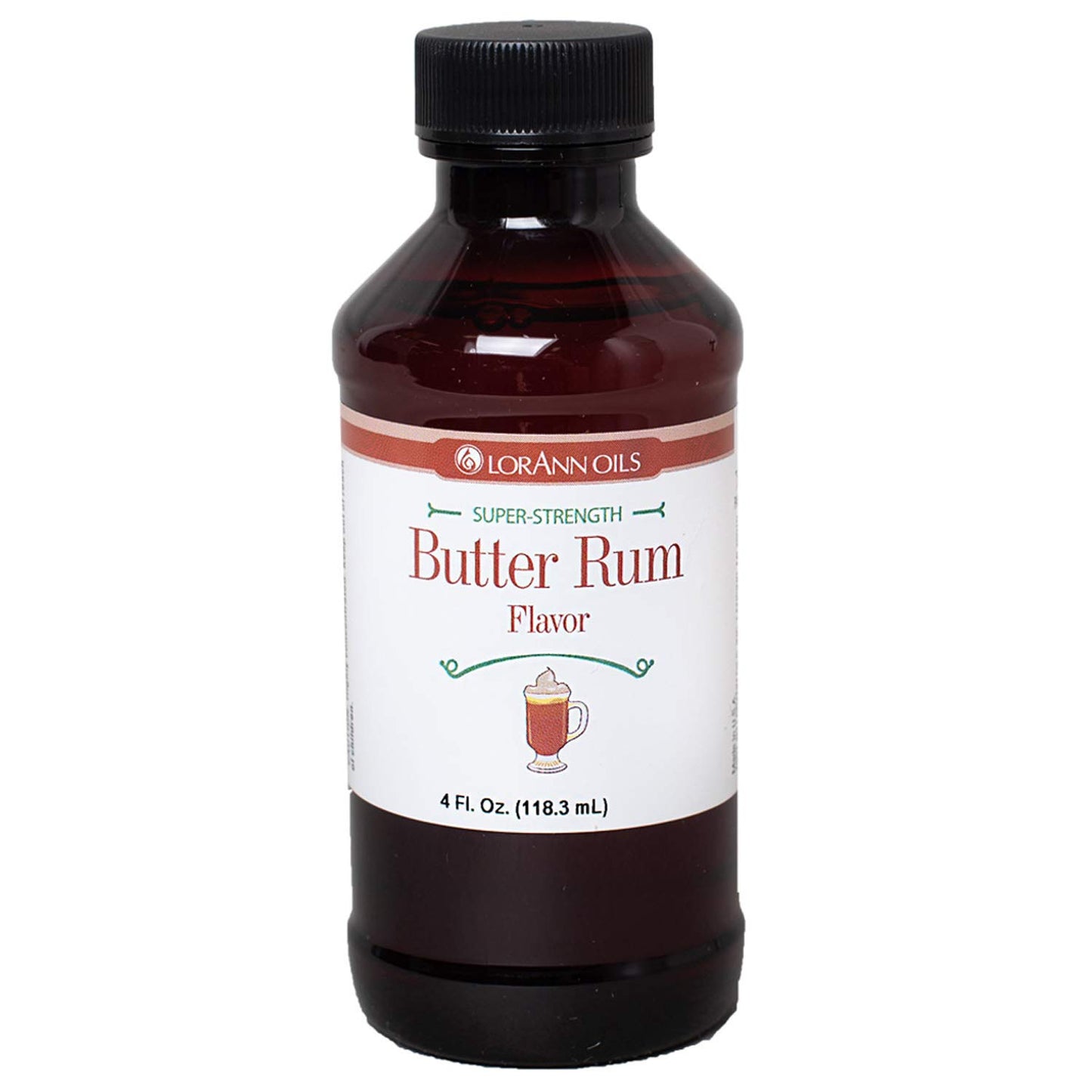 LorAnn Butter Rum Flavoring, 4 oz Bottle, Brown, Ideal for Baking and Candy Making