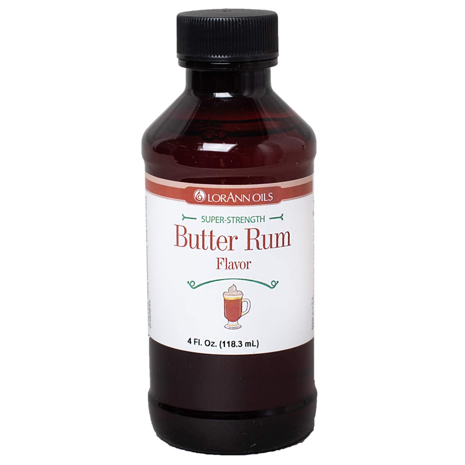 LorAnn Butter Rum Flavoring, 4 oz Bottle, Brown, Ideal for Baking and Candy Making