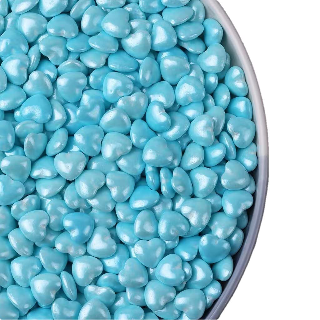Christmas Blue Sprinkles Heart Cake Sprinkles130g 4.6OZ,Cookie Sprinkles,Sugar Pearl, Edible Candy Pearls for Cake Cupcake Decor