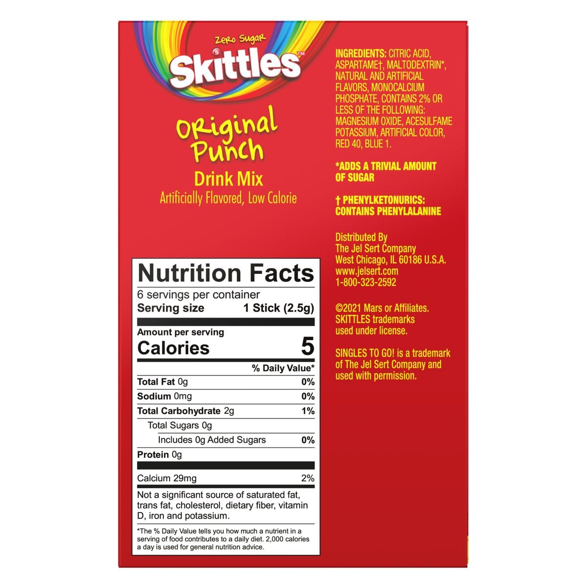 Skittles Singles To Go Drink Mix Variety Pack Bundle Original Punch, Tropical Punch And Wild Berry Punch - 3 Boxes With 6 Packet