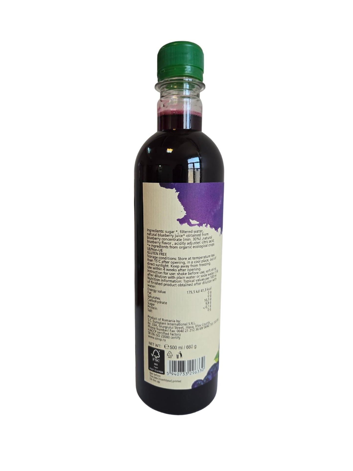 DROP Pure Organic Blueberry Flavor Bio Syrup-16.9oz (500ml), Natural 30% Concentrate Fruit Syrups,Great For Cocktails,Bevarages,