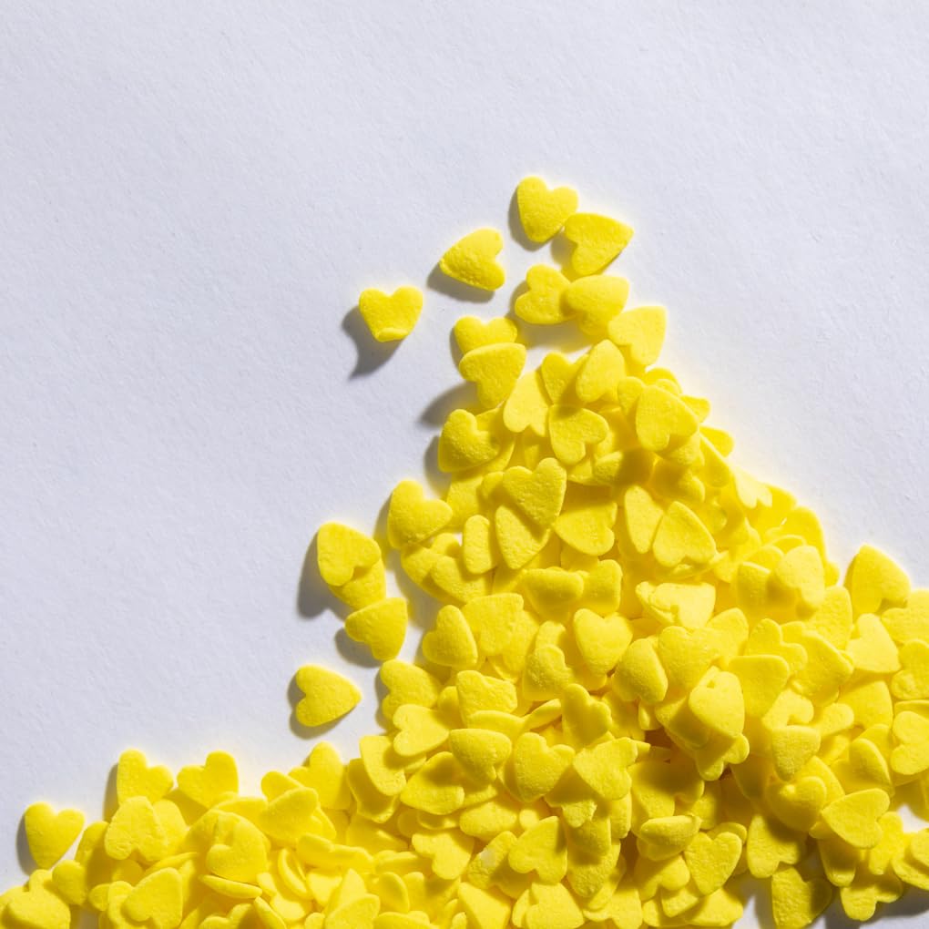 NIPEOR Red Heart Shapes Sprinkles for Wedding Cake Decorating - 3.53 oz - Yellow Heart