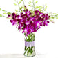 eflowerwholesale Premium Cut Orchids 10 Stems with Rhinestone Mesh Ribbon Vase Purple Model STONEV