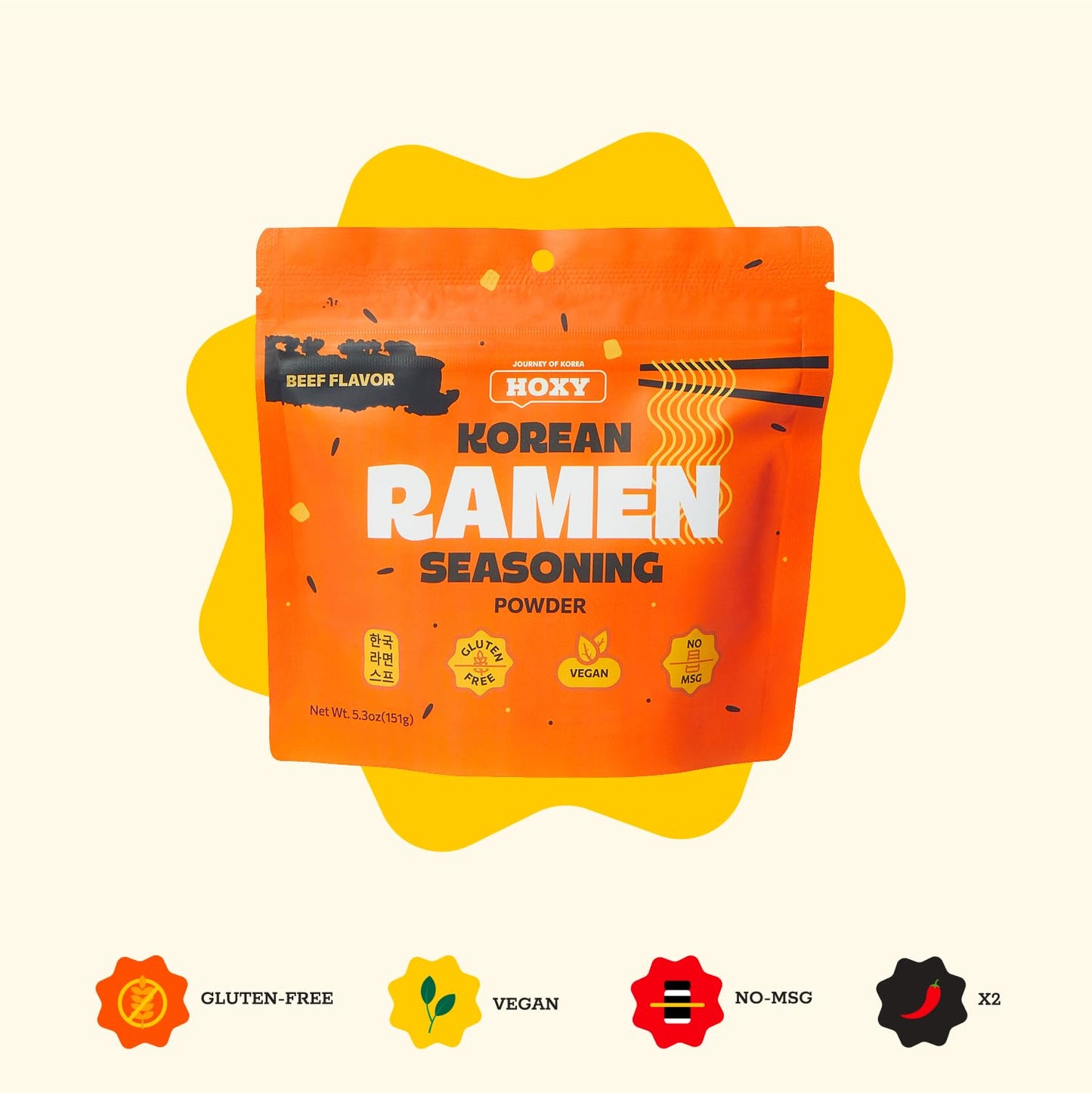 Hoxy Journey Of Korea ''Korean Ramen Seasoning'' | Gluten Free, Vegan, No-Msg | Premium Finest Ramen Seasoning Powder | 5.3Oz (B