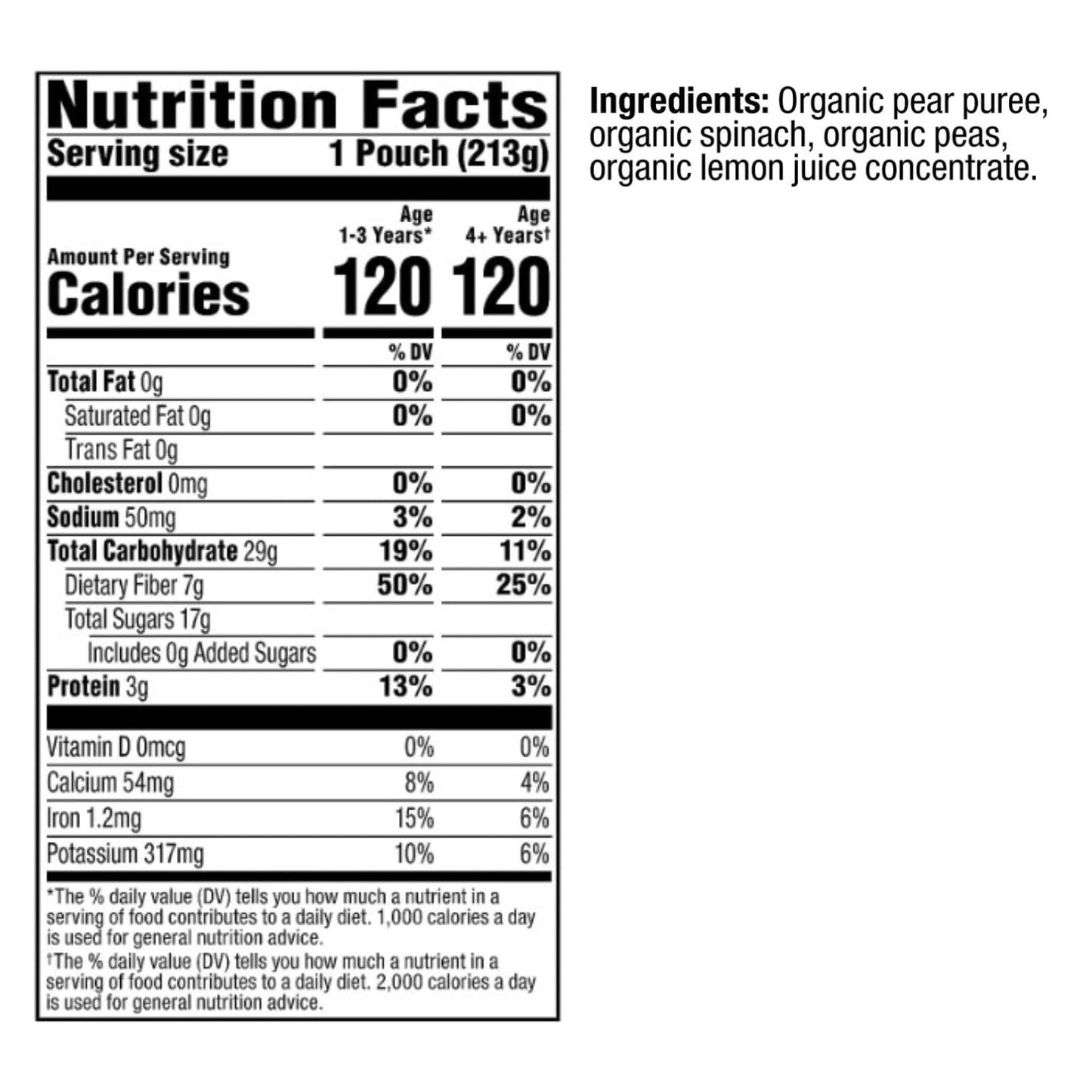Plum Organics Tots & Beyond Pear Spinach & Pea Fruit & Veggie Blend, Kosher, Usda Certified Organic, Non-Gmo, 7.5 Ounce (Pack Of
