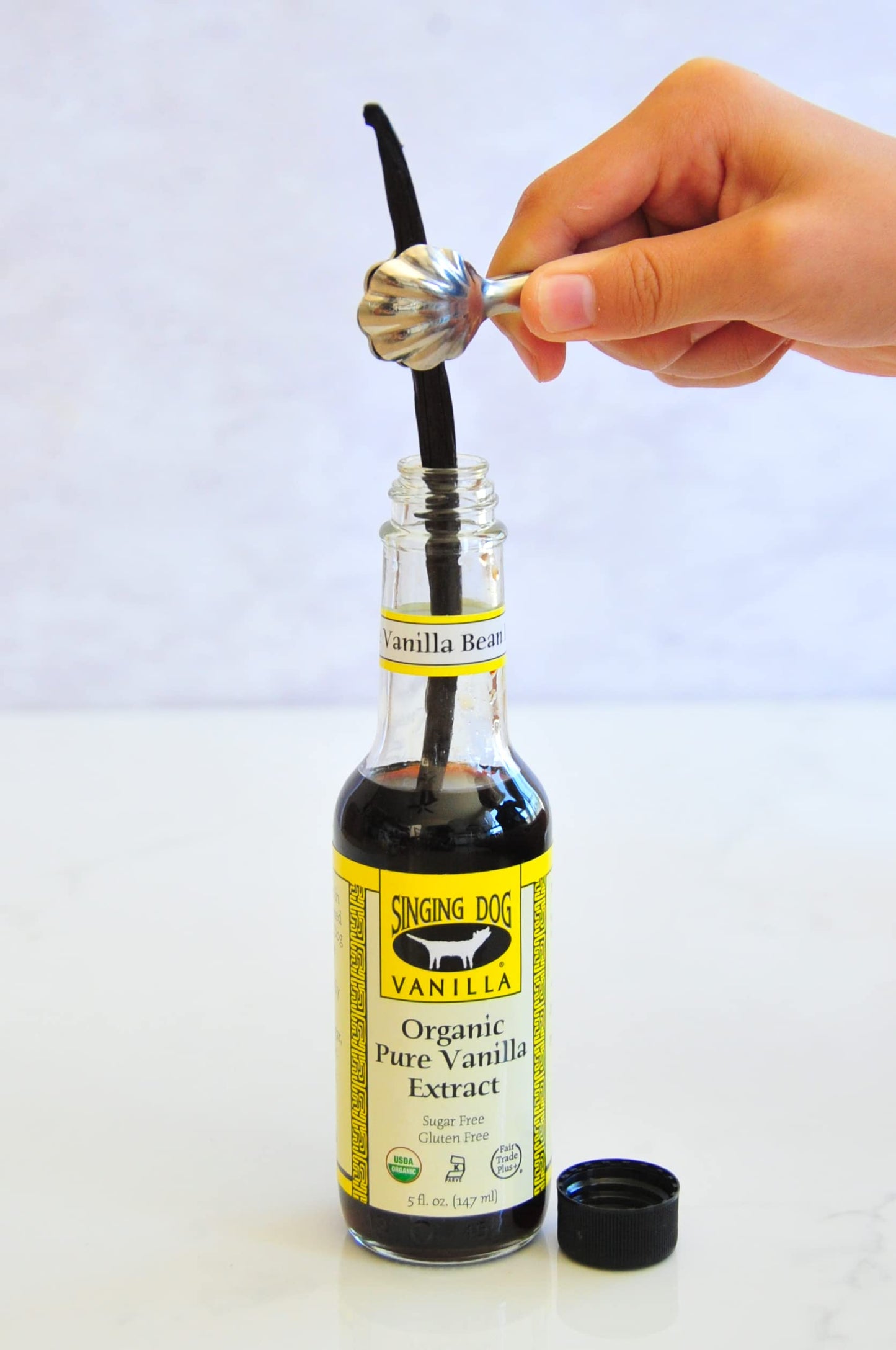 Singing Dog Vanilla, Organic Pure Vanilla Extract, 5 Fluid Ounce Bottle, Whole Vanilla Bean Inside