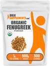 BulkSupplements Organic Fenugreek Powder, Gluten Free, 500g (1.1 lbs), Model 4786454, from Organic Fenugreek Seeds