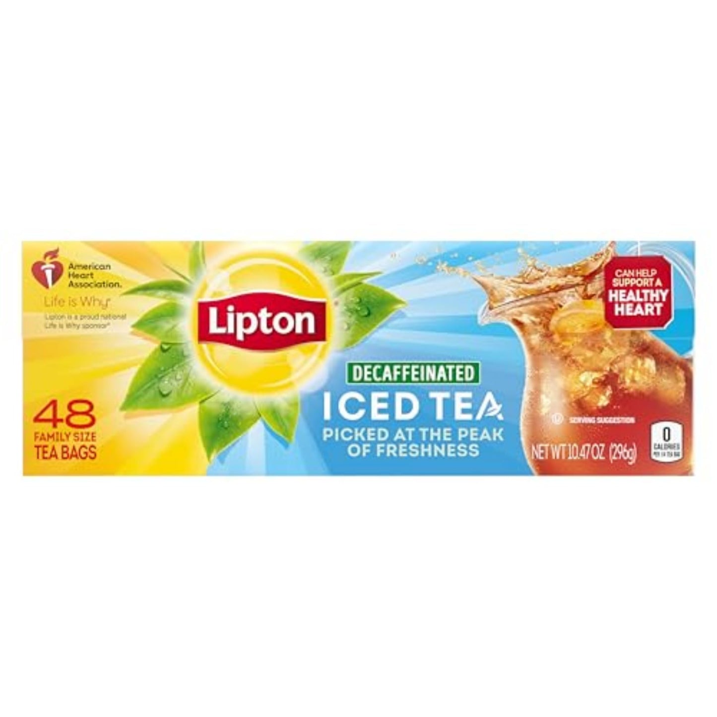 Lipton Decaf Black Iced Tea Bags, Family Size, Zero Calories, 48 Bags, Model 84151055