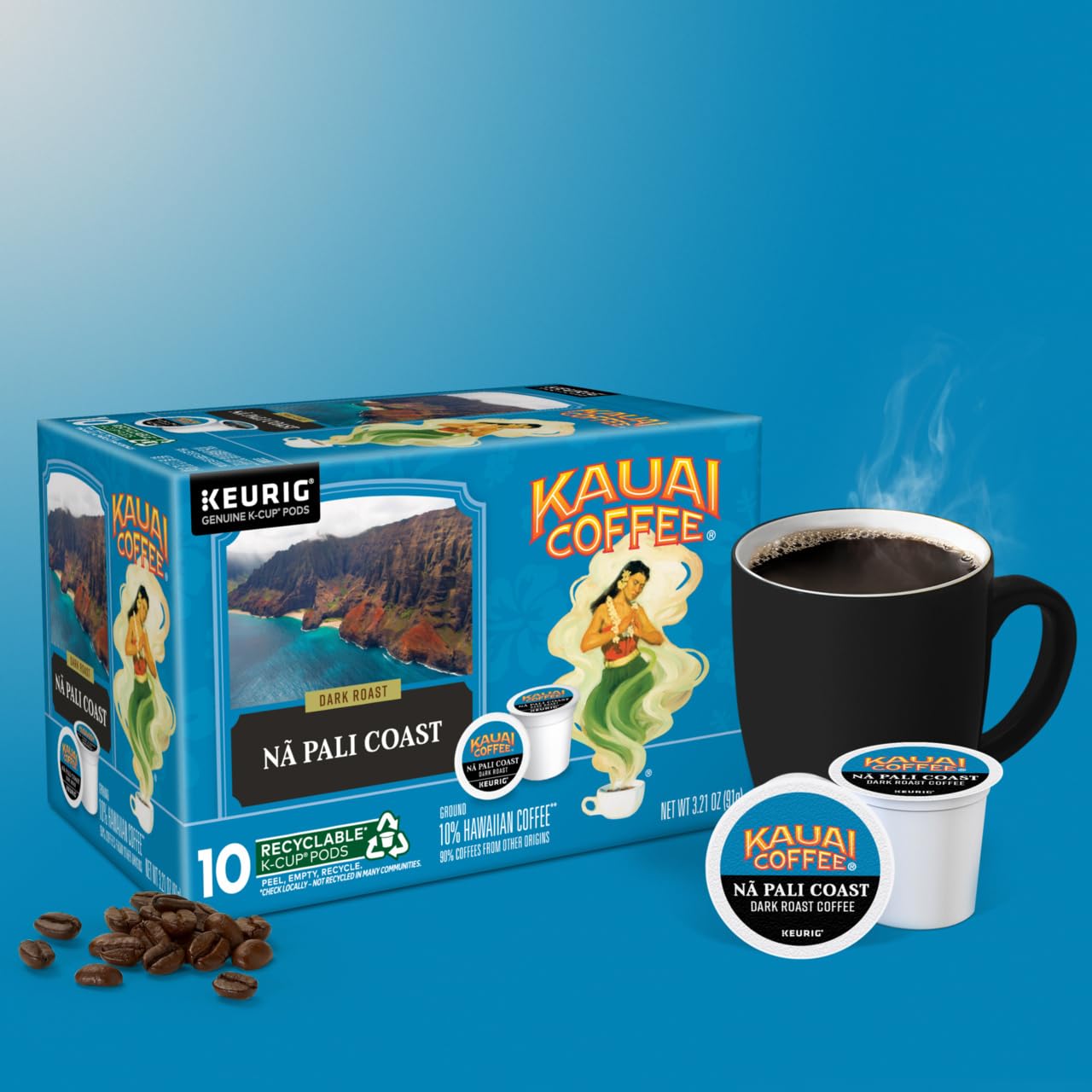 Kauai Coffee Na Pali Dark Roast K-Cup Pods, 10 Count (Pack of 3)