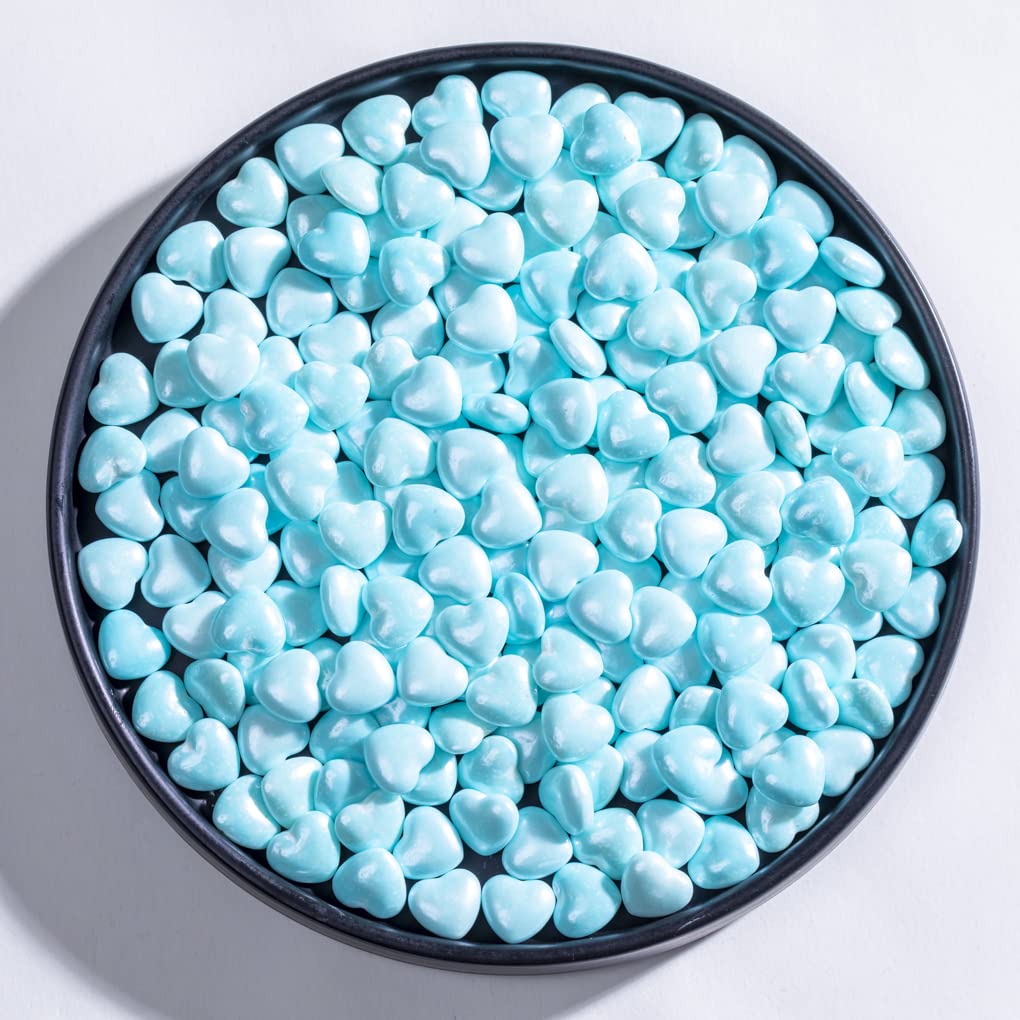 Christmas Blue Sprinkles Heart Cake Sprinkles130G 4.6Oz,Cookie Sprinkles,Sugar Pearl, Edible Candy Pearls For Cake Cupcake Decor