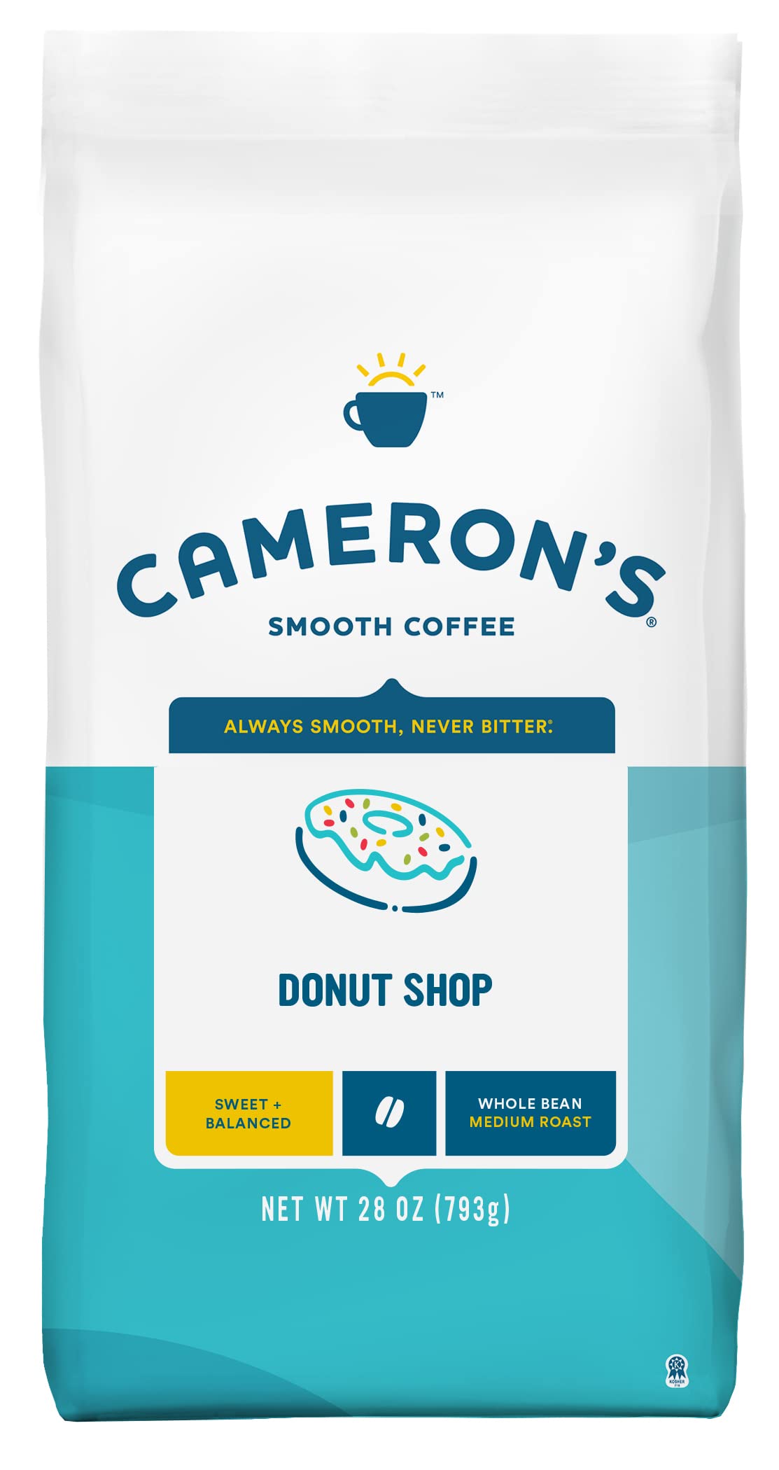 Camerons Coffee Roasted Whole Bean Coffee, Donut Shop, 28 Ounce, (Pack of 1)