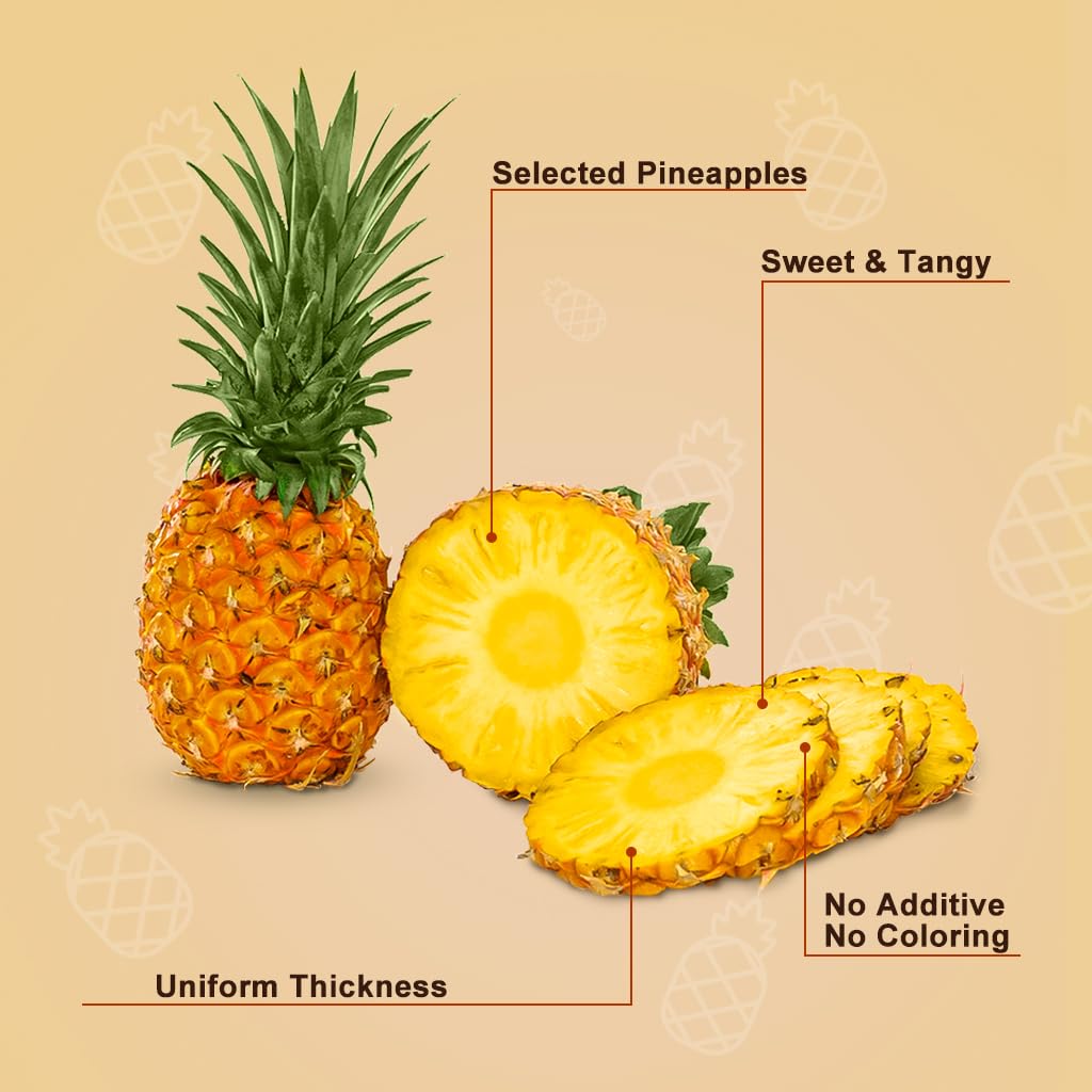 Fraunitsh Dried Pineapple Slices 3.17Oz/ 90G, Dehydrated Pineapple Slices, Dry Pineapple Slices Flowers For Cocktails Drinks Bak