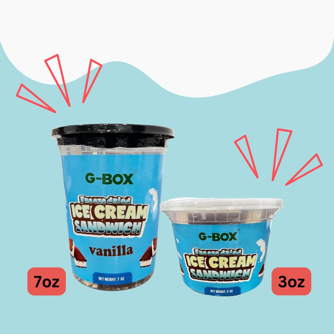 G-BOX Freeze Dried Ice Cream Sandwiches - Vanilla, 3 OZ, Air-tight Sealed Camping Food, NASA Space Dessert, Halloween Candy