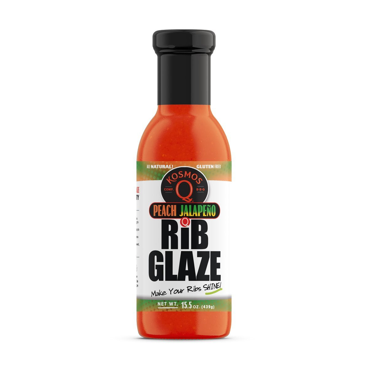Kosmos Q Peach Jalapeno Bbq Glaze - 16 Oz Bottle For Sticky & Flavorful Barbecue - Thick Bbq Glaze For Competition Ready Mouth-W