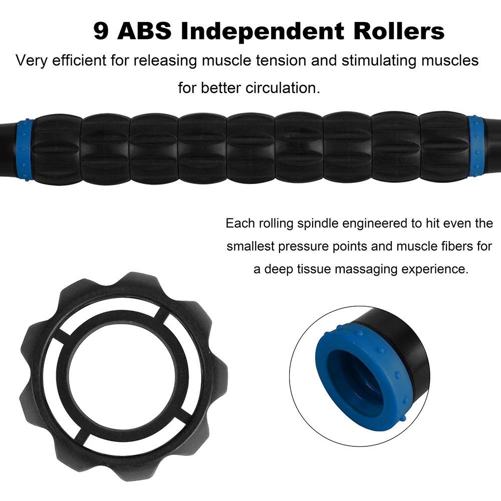 Yansyi Muscle Roller Stick For Athletes - Body Massage Stick - Release Myofascial Trigger Points Reduce Muscle Soreness Tightnes