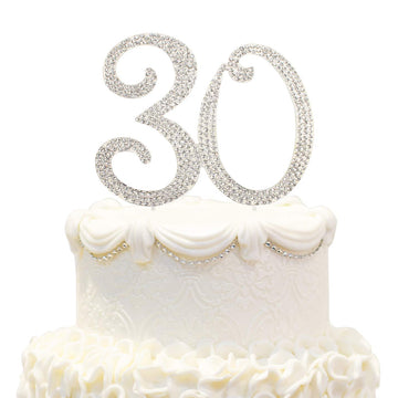 Bling Crystal 30 Birthday Cake Topper - Best Keepsake | 30Th Party Decorations Silver