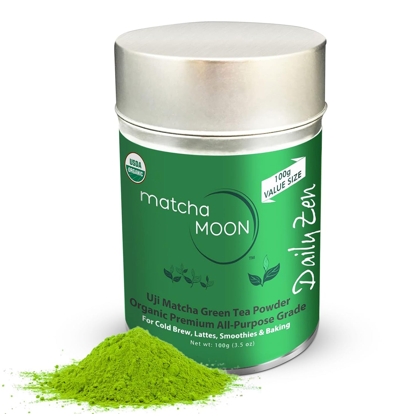 Matcha Moon Organic Barista Grade Matcha Powder for Lattes, Smoothies & Baking - 100g, Green Tea, 3.5 Ounce
