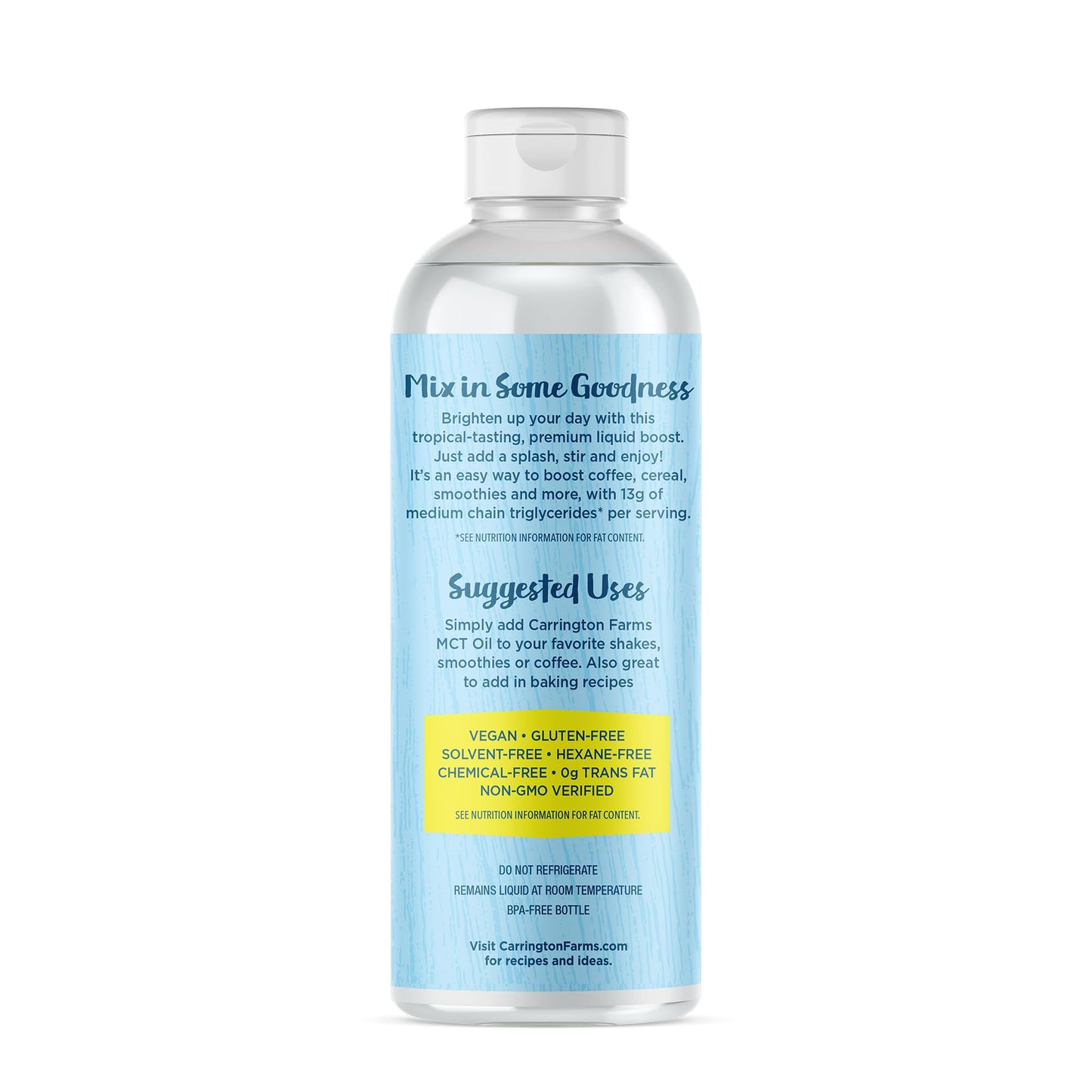 Carrington Farms Organic MCT Oil, Unflavored, 100% Pure, Non-GMO, Vegan, 16 Fl Oz