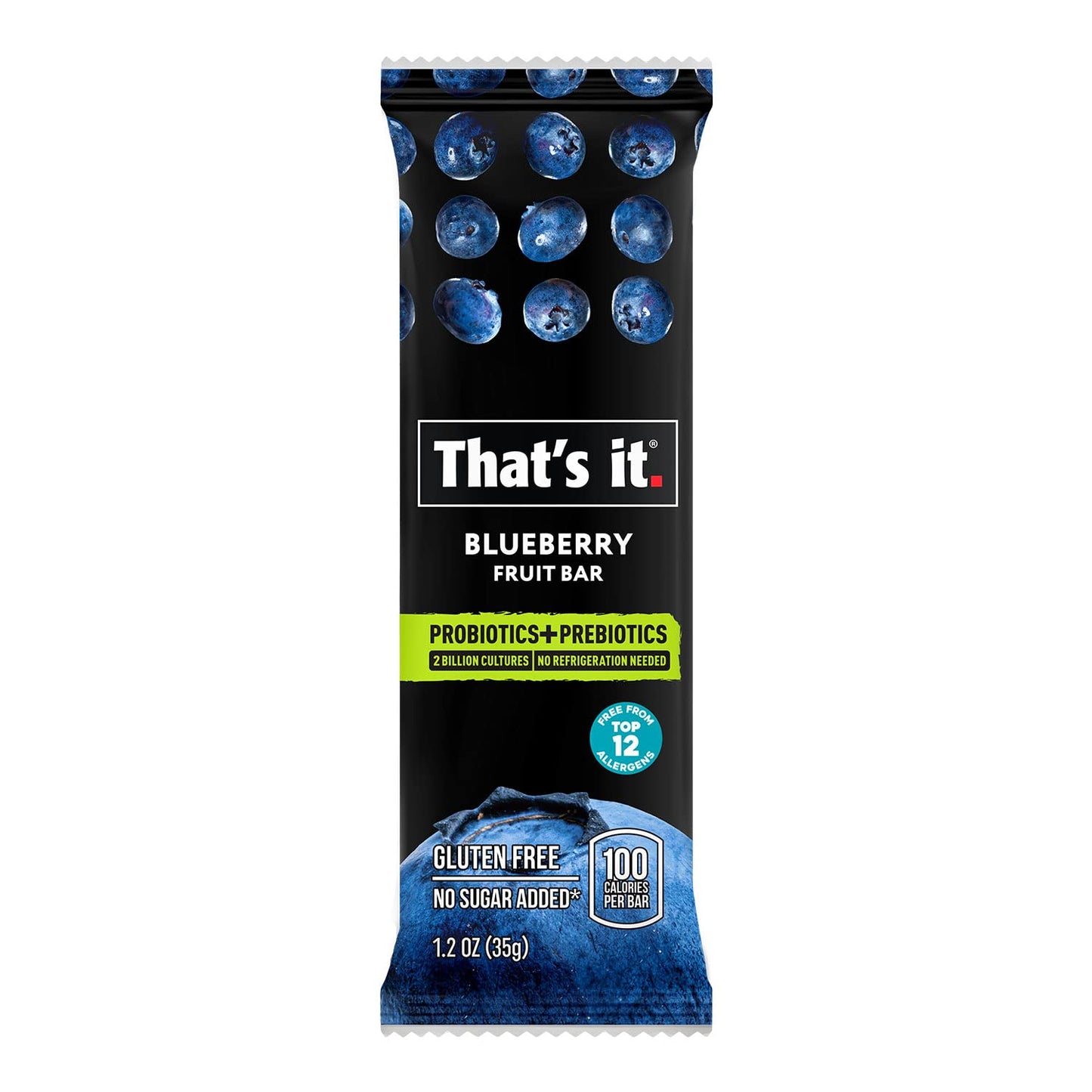 Thats it. Probiotic Fruit Bar Variety Pack, Mango & Blueberry Flavors, Just Real Fruit + Probiotics, 100 Calories Per Bar, All