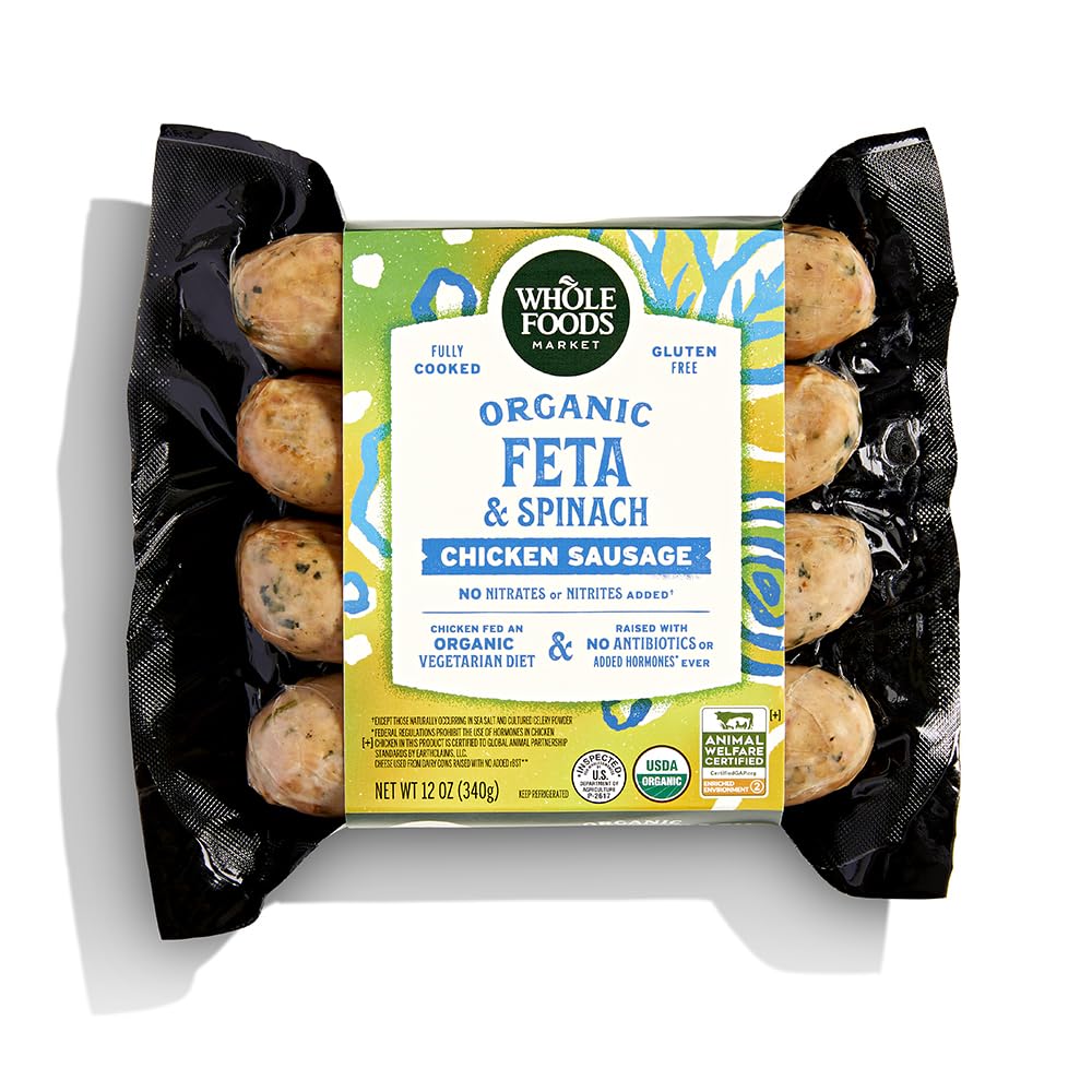 Whole Foods Market, Chicken Sausage Spinach Feta Organic Step 3, 12 Ounce