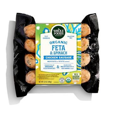 Whole Foods Market, Chicken Sausage Spinach Feta Organic Step 3, 12 Ounce