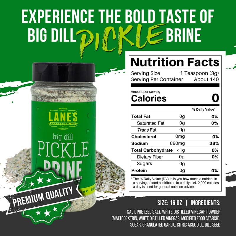 Lane'S Pickle Brine Seasoning, All-Natural Pickle Seasoning For A Healthier Dishes To Accommodate Meats, Veggies, Seafood, Made