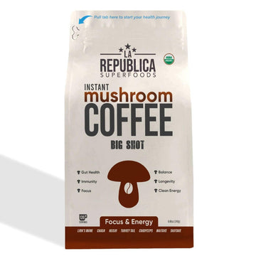 La Republica Big Shot Organic Mushroom Coffee (120 Servings) W/ 7 Superfood Shrooms, Instant With Lion'S Mane, Reishi, Chaga, Cordyceps, Shiitake, Maitake, Turkey Tail [Reg]