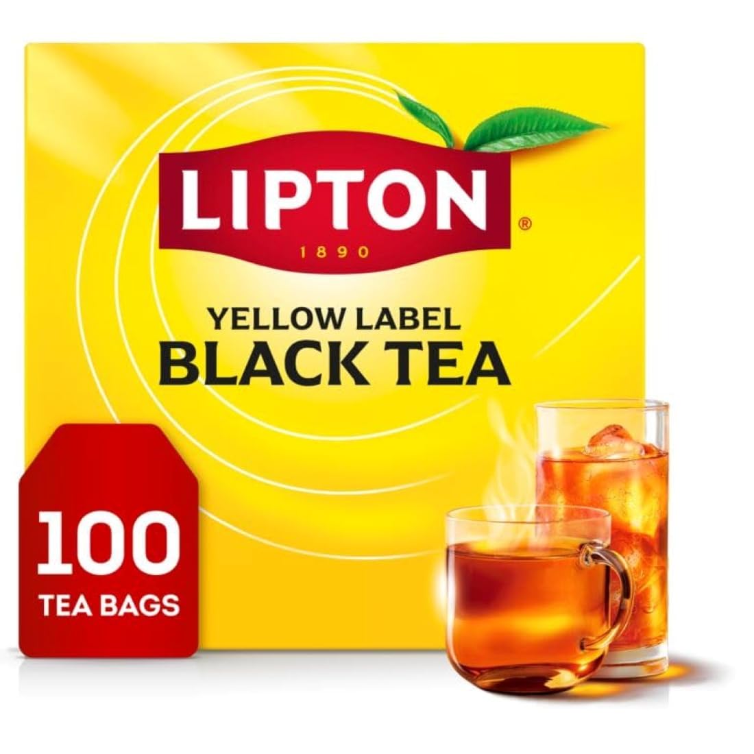 Lipton Black Tea Bags  Hot or Iced High Caffeine Tea  100 Total Bags