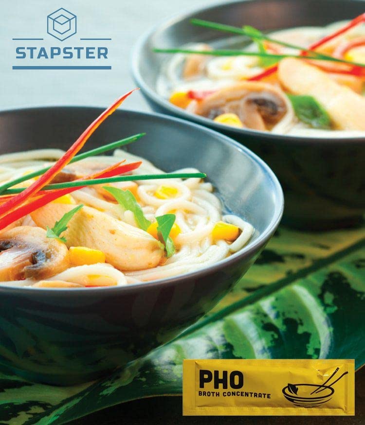 Stapster Savory Choice Pho Concentrate - Bundle Of 16 Pcs - Vegetable (8 Pcs), Chicken (8 Pcs) Broth