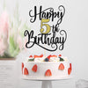 Ruscalin Happy 5Th Birthday Cake Topper,5Th Birthday Party Cake Decorations (Black And Gold Flashes, 5Th)