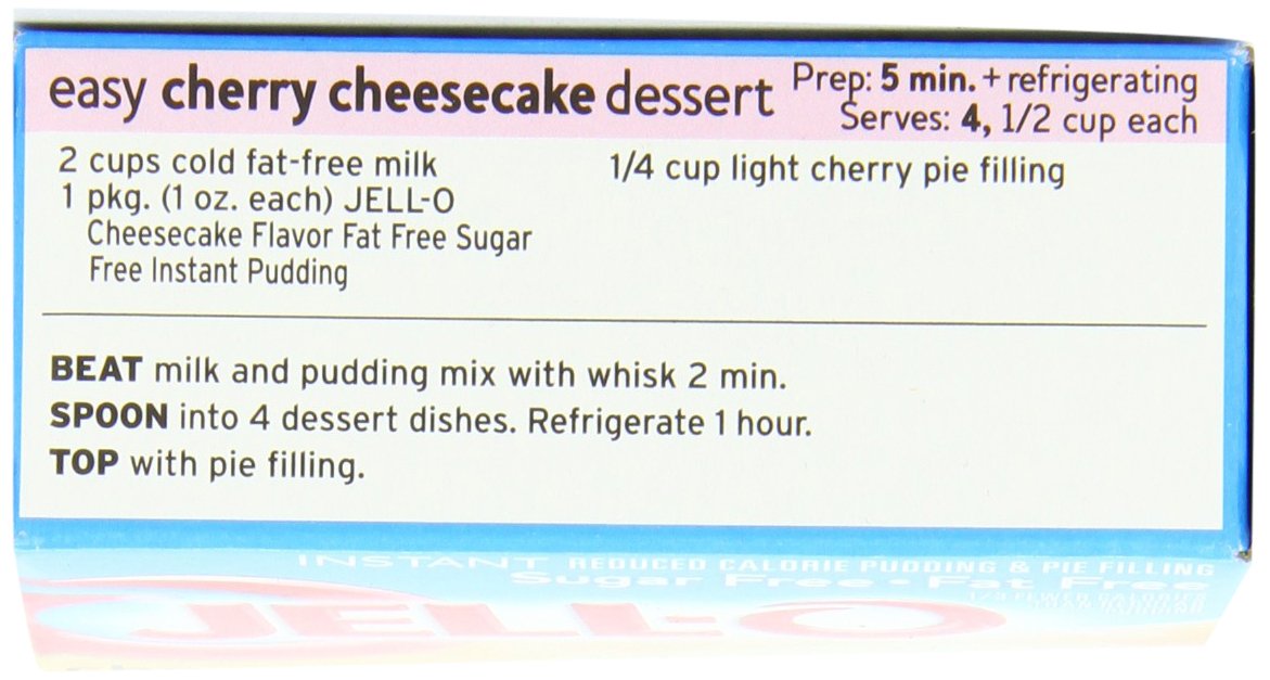 Jell-O Sugar Free Instant Cheesecake Pudding Mix, 1 oz Boxes, Pack of 24