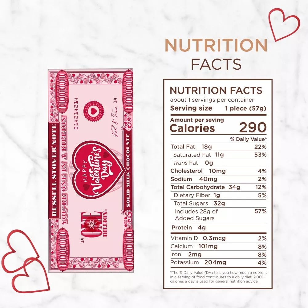 Day One In A Billion Heart Chocolate Bars - 18 Pack Solid Milk Chocolate Candy Bars Gift For Valentine'S, Party, Snacks & Treats