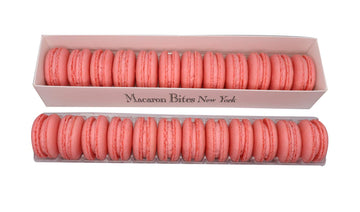 Macarons Gift Box Of 24 - Strawberry French Macarons, Gourmet Cookie Gift Box, Macaroon