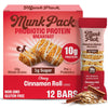 Munk Pack Probiotic Protein Breakfast Bars - 10g Plant Protein  1g Sugar  6g Fiber - For mature-themeds & Kids  Low Sugar Snack  Gluten-Free  Diabetic-Friendly  Non-GMO  Cinnamon Roll - 12 Pack