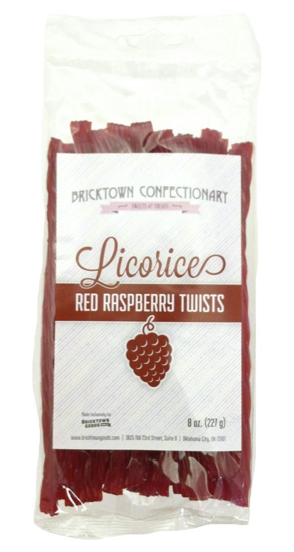 Bricktown Goods Red Raspberry Licorice Twists - FAT FREE - 8 oz. bag - Gourmet Candy